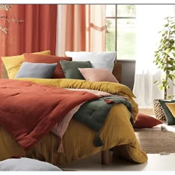 Parure de lit en Gaze de Coton 240x260cm 260x240cm anthracite><noscript><img width=