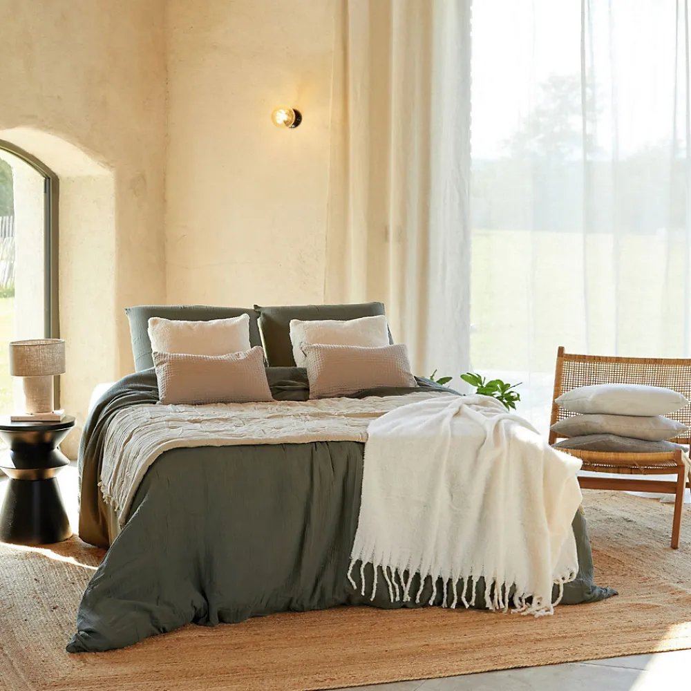 Parure de lit en gaze de coton (260x240 cm - Kaki)>Douceur D'Intérieur Outlet