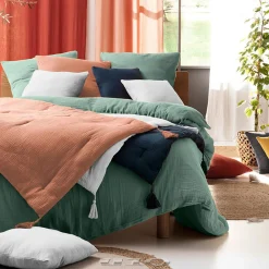 Parure de lit en gaze de coton (260x240 cm - Sauge)><noscript><img width=