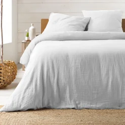 Parure de lit en gaze de coton (260x240 cm - Blanc)>Douceur D'Intérieur Online