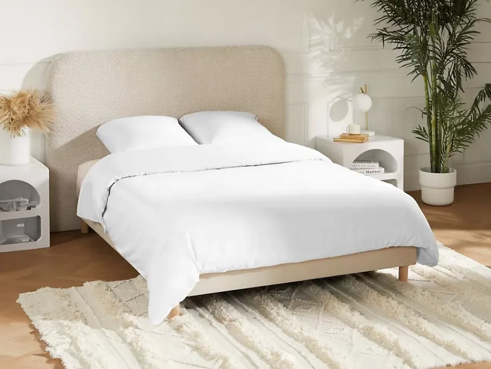 Vente-unique Parure de lit en satin 108 fils/cm² - Housse de couette 220 x 240 cm + 2 taies d'oreiller 63 x 63 cm - Blanc - TALORA de PALACIO* Housse De Couette