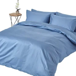 Homescapes Parure de lit en satin de coton égyptien 1000 fils bleu, 230x220cm -* Parure De Lit