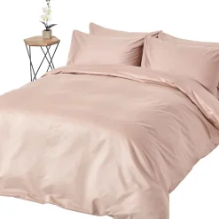 Parure de lit en satin de coton égyptien 1000 fils taupe, 200x200cm ->Homescapes New