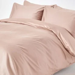 Parure de lit en satin de coton égyptien 1000 fils taupe, 200x200cm ->Homescapes New