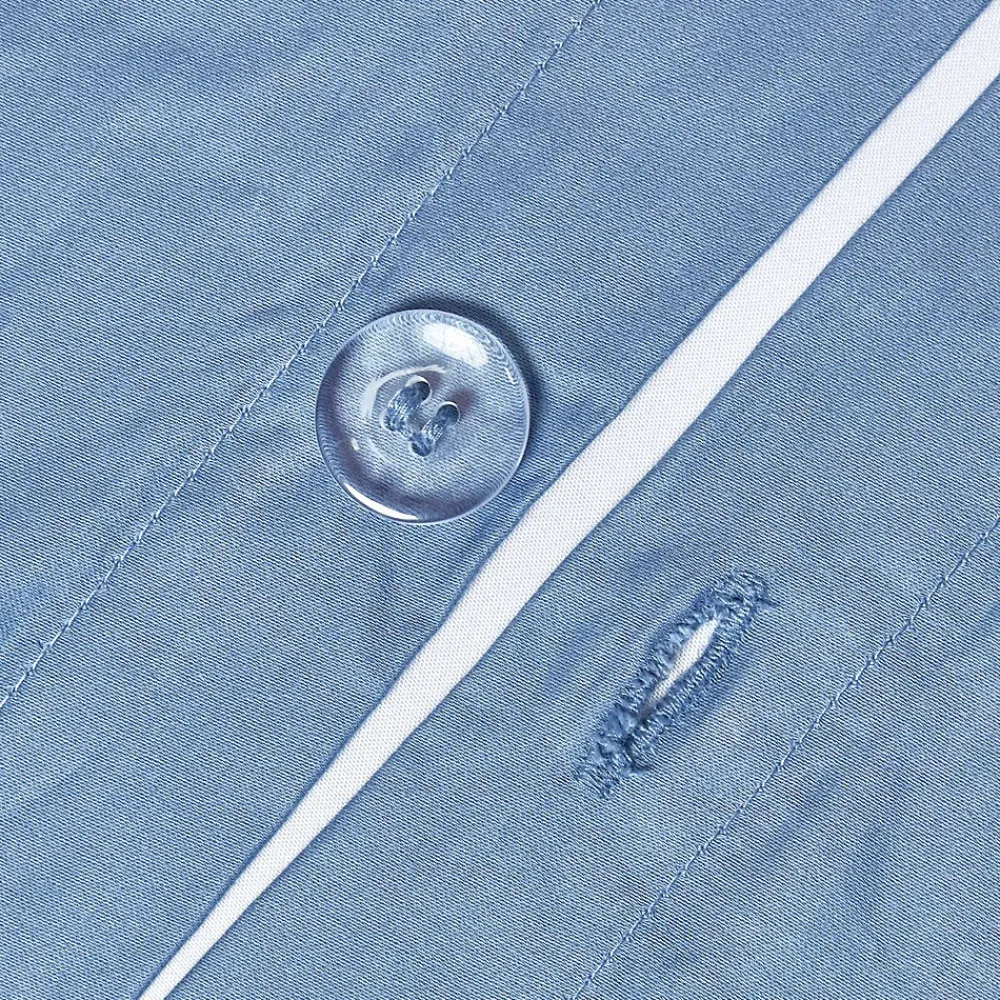 Parure de lit en satin de coton égyptien 1000 fils bleu, 135x200cm ->Homescapes Outlet