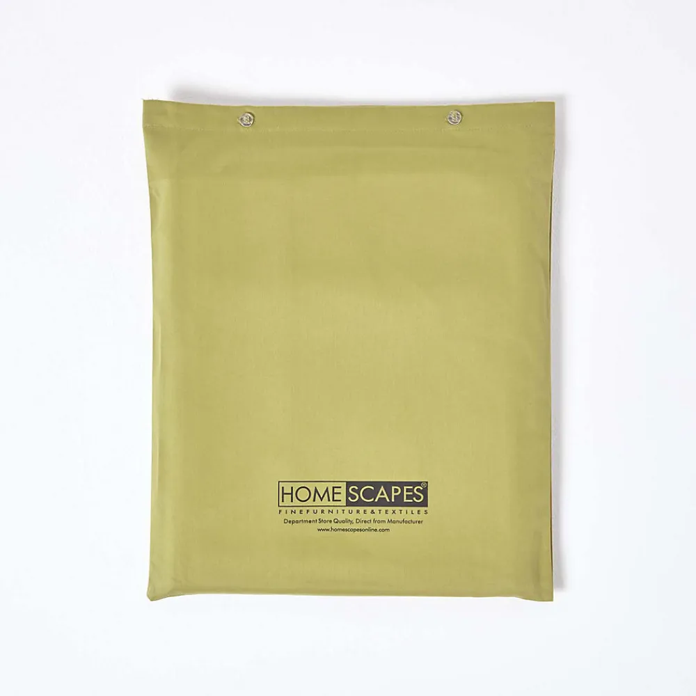 Parure de lit en satin de coton égyptien 1000 fils vert olive, 230x220cm ->Homescapes New