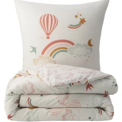 Parure de lit enfant en coton imprimé arc-en-ciel 140x200cm><noscript><img width=