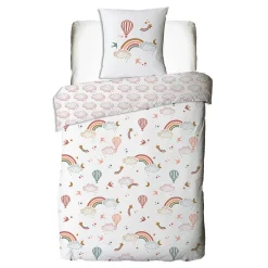 Parure de lit enfant en coton imprimé arc-en-ciel 140x200cm><noscript><img width=