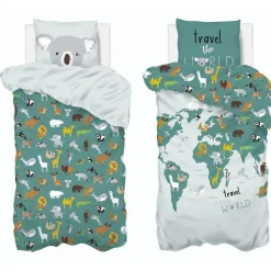 Atmosphera Parure de lit enfant imprimée Carte du Monde* Parure De Lit