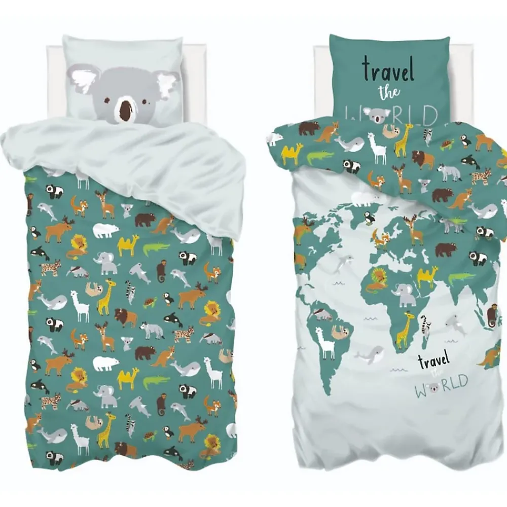 Atmosphera Parure de lit enfant imprimée Carte du Monde* Parure De Lit