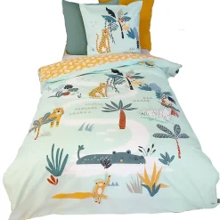 Parure de lit enfant JUNGLE MANIA 140x200 cm microfibre vert>Linnea Hot