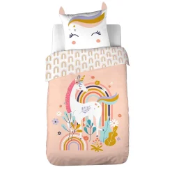 Côté Déco Parure de lit enfant Licorne avec oreilles rembourrées - 100% coton 57 fils/cm²* Parure De Lit