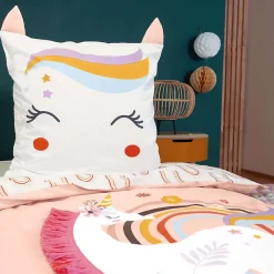 Côté Déco Parure de lit enfant Licorne avec oreilles rembourrées - 100% coton 57 fils/cm²* Parure De Lit