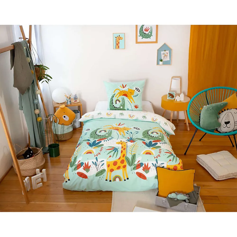 Parure de lit enfant Safari - 100% coton adouci 57 fils>Côté Déco Sale