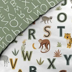 Parure de lit enfant TIGRY 140x200 cm 100% coton 1 taie tête de tigre Réversible alphabet & jungle><noscript><img width=