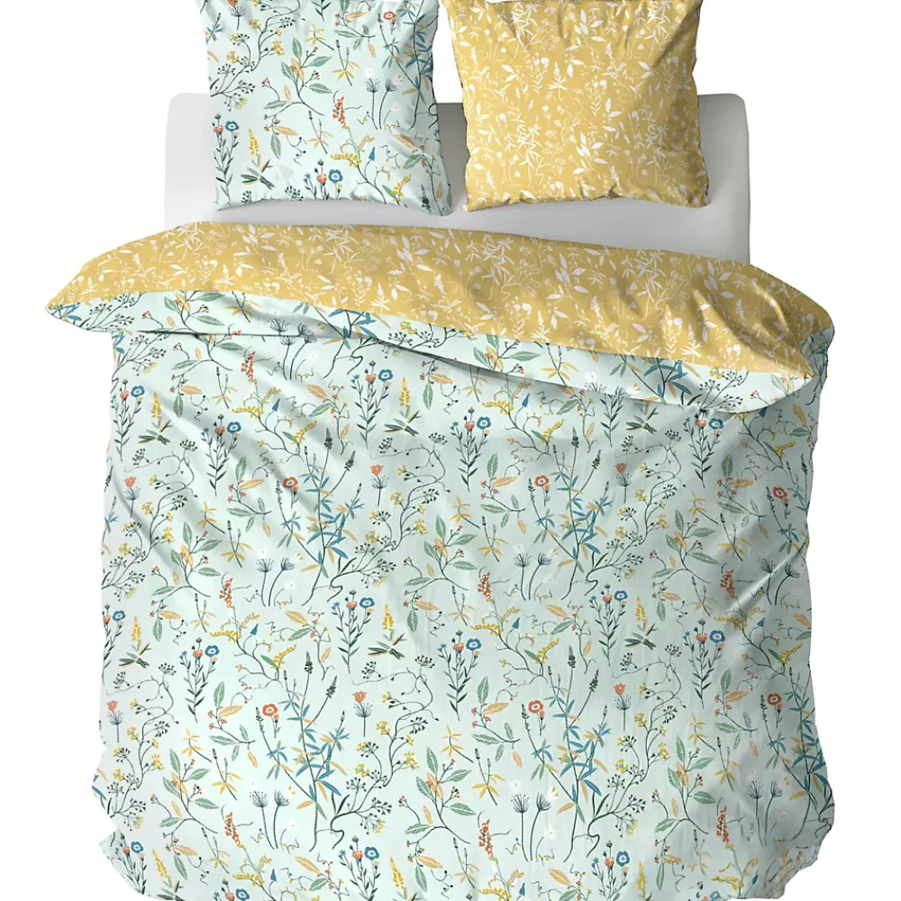 Linnea Parure de lit FLORISSANE 240x220 cm 100% polyester microfibre vert 3 pièces* Parure De Lit