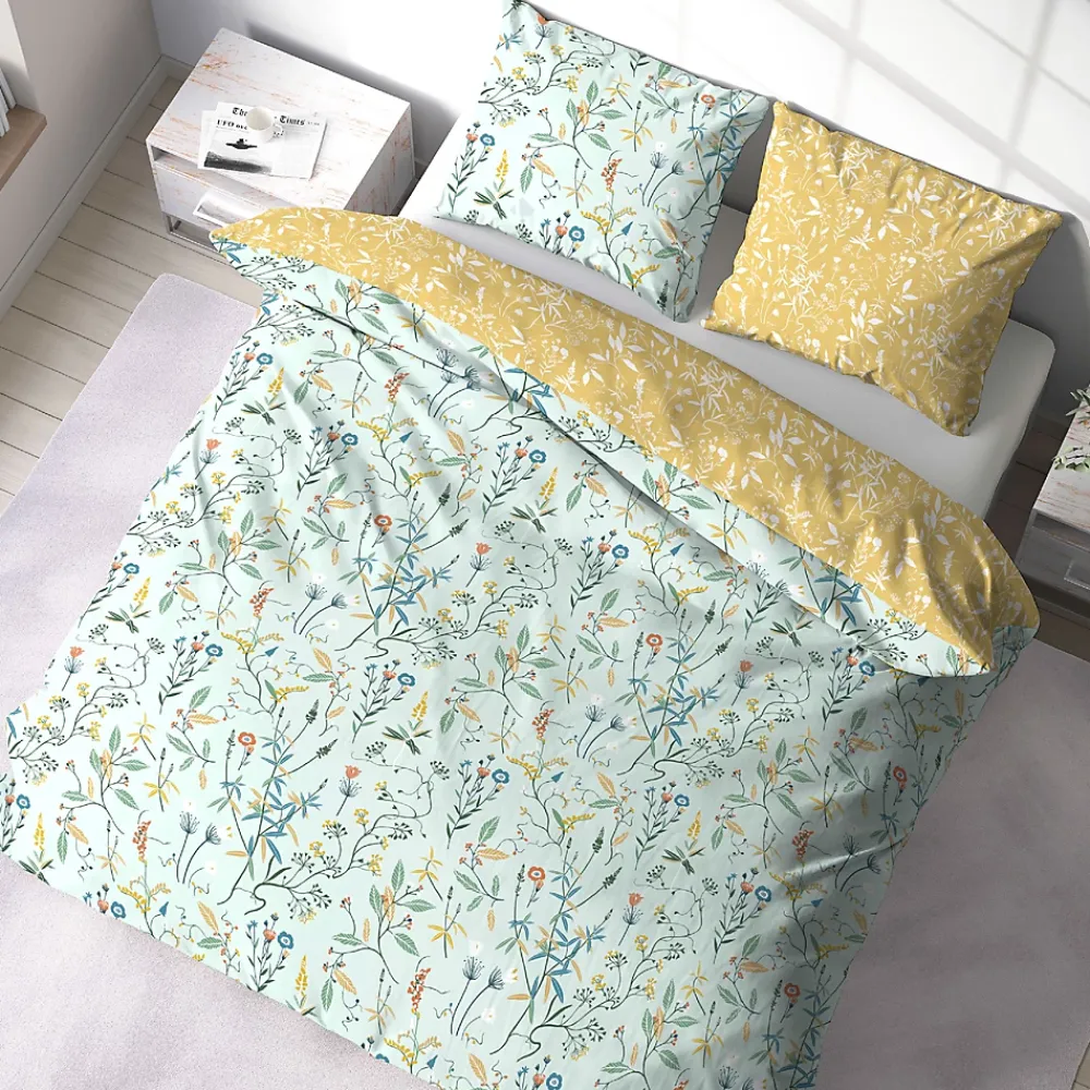 Linnea Parure de lit FLORISSANE 240x220 cm 100% polyester microfibre vert 3 pièces* Parure De Lit