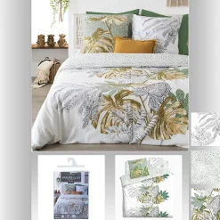 Atmosphera Parure de Lit imprimé Monstera en 240 x 220* Parure De Lit