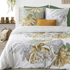 Atmosphera Parure de Lit imprimé Monstera en 240 x 220* Parure De Lit