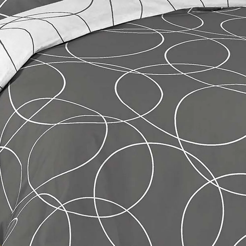 Parure de lit imprimée "Cercles" (140x200 cm - Gris Galet)>Douceur D'Intérieur Outlet