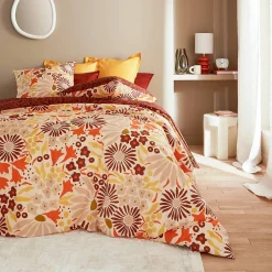 Atmosphera Créateur D'Intérieur Parure de lit imprimée Daisie marron 240x220cm - Atmosphera* Boutis, Couvre-Lit, Édredon