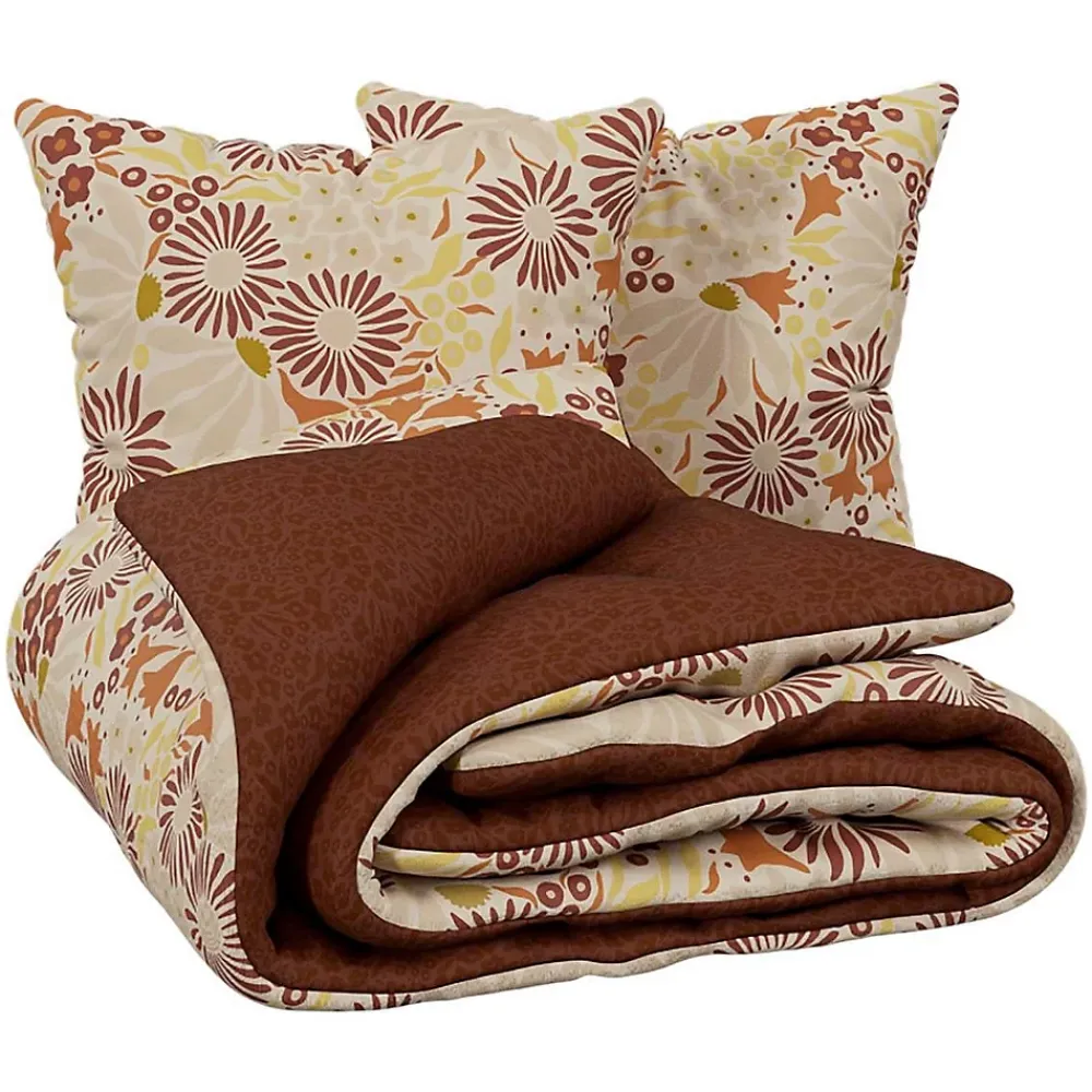 Atmosphera Créateur D'Intérieur Parure de lit imprimée Daisie marron 240x220cm - Atmosphera* Boutis, Couvre-Lit, Édredon