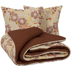 Atmosphera Créateur D'Intérieur Parure de lit imprimée Daisie marron 240x220cm - Atmosphera* Boutis, Couvre-Lit, Édredon