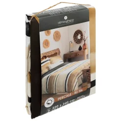 Parure de lit imprimée Hana - percale - jaune ocre - 240x220 cm - Atmosphera><noscript><img width=