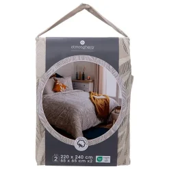Parure de lit imprimée Nalh 240x220cm beige lin - Atmosphera><noscript><img width=