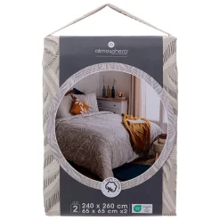 Atmosphera Créateur D'Intérieur Parure de lit imprimée Nalh 260x240cm beige lin - Atmosphera* Parure De Lit