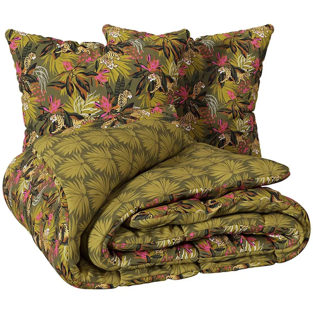 Atmosphera Créateur D'Intérieur Parure de lit imprimée Tropical boudoir 240x220cm vert kaki - Atmosphera* Parure De Lit