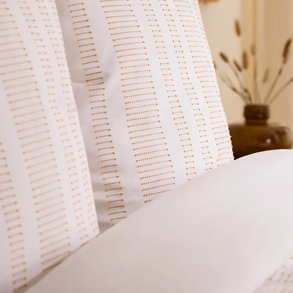 Atmosphera Créateur D'Intérieur Parure de lit Isao coton blanc/jaune 240x220cm - Atmosphera* Boutis, Couvre-Lit, Édredon