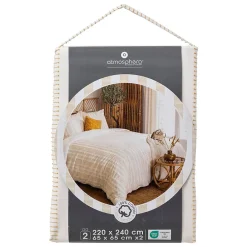 Atmosphera Créateur D'Intérieur Parure de lit Isao coton blanc/jaune 240x220cm - Atmosphera* Boutis, Couvre-Lit, Édredon