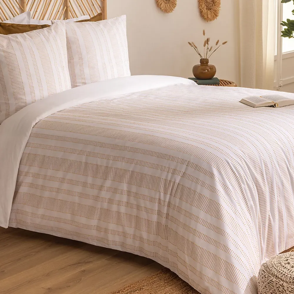 Atmosphera Créateur D'Intérieur Parure de lit Isao coton blanc/jaune 240x220cm - Atmosphera* Boutis, Couvre-Lit, Édredon