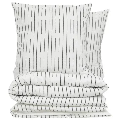 Parure de lit Kain coton blanc/noir 240x220cm - Atmosphera>Atmosphera Créateur D'Intérieur New