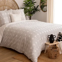 Parure de lit Kain coton blanc/noir 240x220cm - Atmosphera>Atmosphera Créateur D'Intérieur New