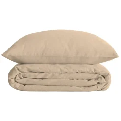 Parure de lit Landiha Percale beige lin 260x240cm - Atmosphera>Atmosphera Créateur D'Intérieur Online
