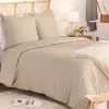 Atmosphera Créateur D'Intérieur Parure de lit Landiha Percale beige lin 240x220cm - Atmosphera* Boutis, Couvre-Lit, Édredon