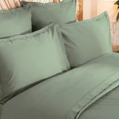 Atmosphera Créateur D'Intérieur Parure de lit Landiha Percale vert jade 260x240cm - Atmosphera* Boutis, Couvre-Lit, Édredon