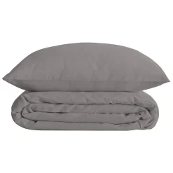 Parure de lit Landiha Percale gris 260x240cm - Atmosphera>Atmosphera Créateur D'Intérieur