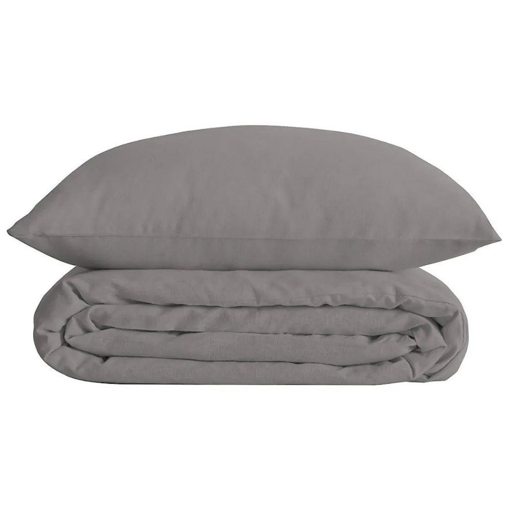 Parure de lit Landiha Percale gris 260x240cm - Atmosphera>Atmosphera Créateur D'Intérieur