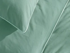 Parure de lit percale de coton 80 fils/cm² - Housse de couette 220 x 240 cm + 2 taies d'oreiller 63 x 63 cm - Vert amande>Vente-unique New
