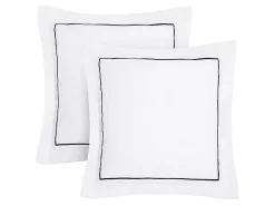 Vente-unique Parure de lit percale de coton 80 fils/cm² - Housse de couette 220 x 240 cm + 2 taies d'oreiller - Blanc bourdon noir - CHARMY* Housse De Couette