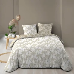 Parure de lit réversible 100% coton (240x220 cm - Naturel)>Douceur D'Intérieur New