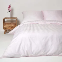 Parure de lit satin rayé en coton égyptien 330 fils violet, 155x220cm ->Homescapes Hot