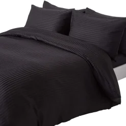 Parure de lit satin rayé en coton égyptien 330 fils noir, 230x220cm ->Homescapes Hot