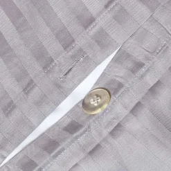 Parure de lit satin rayé en coton égyptien 330 fils gris, 200x200cm -><noscript><img width=