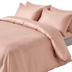 Parure de lit satin rayé en coton égyptien 330 fils taupe, 230x220cm ->Homescapes Discount