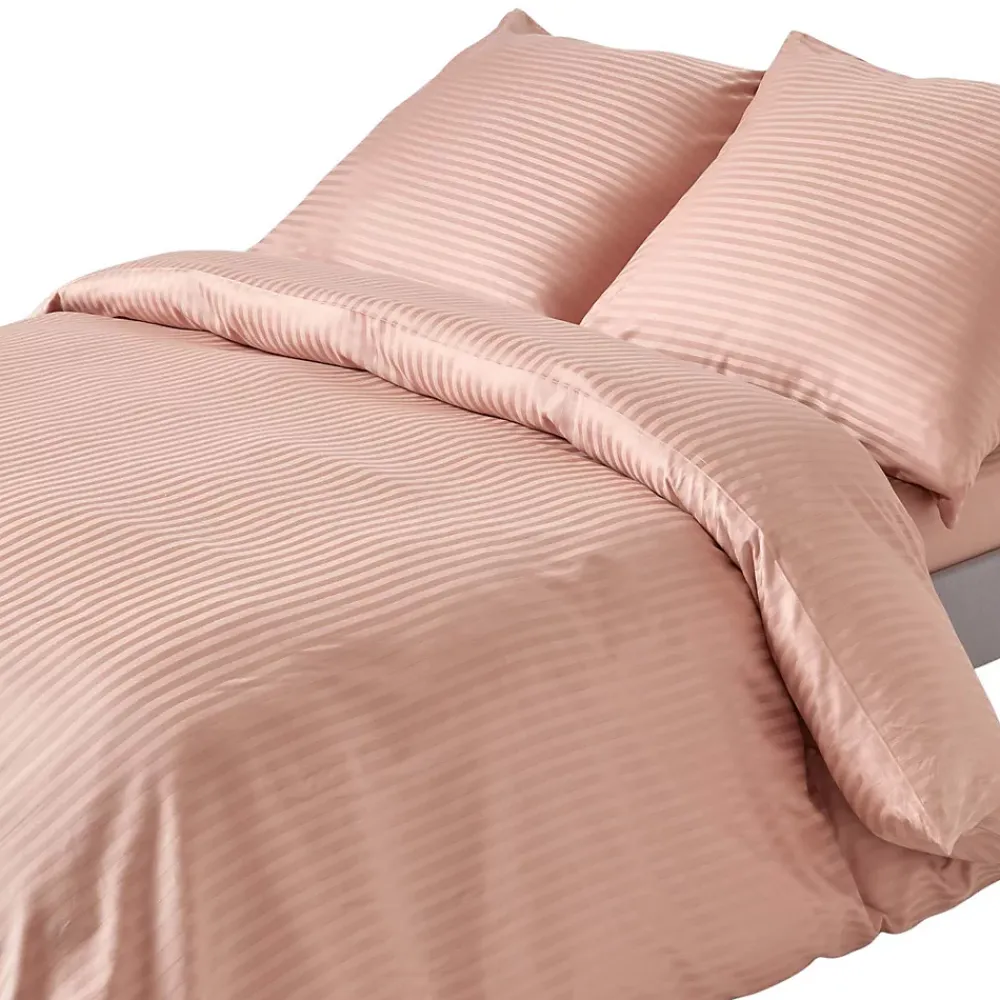 Homescapes Parure de lit satin rayé en coton égyptien 330 fils taupe, 240x220cm -* Parure De Lit