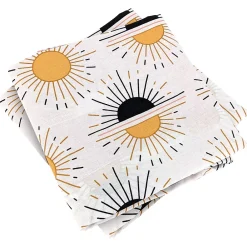 Linnea Parure de lit TERRAMEA 260x240 cm pur coton blanc motifs solaires 3 pièces* Parure De Lit